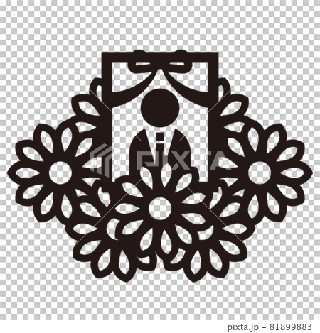 葬儀の祭壇の遺影のアイコン/白黒 葬儀の祭壇の遺影のアイコン/白黒 81899883