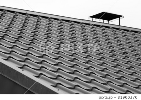 Black metal shingles roof slope 81900370