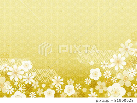 金色和柄花柄のイラスト素材 [81900628] - PIXTA
