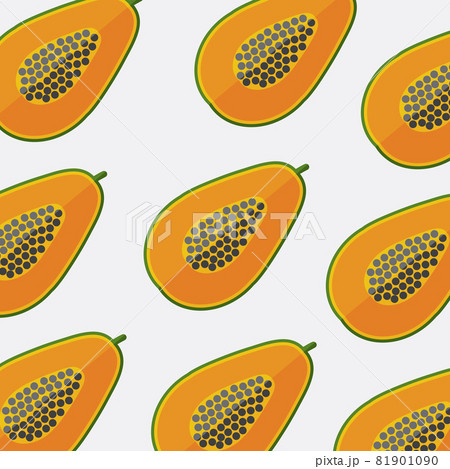 Flat Design Papaya Pattern Vector Illustration. Flat Design Papaya Pattern Vector Illustration. 81901090
