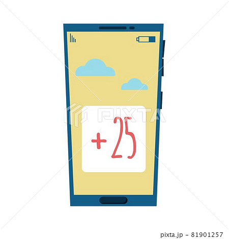 Illustration of a phone with a weather forecast. Weather forecast app.Warm and cloudy. Illustration of a phone with a weather forecast. Weather forecast app.Warm and cloudy. 81901257