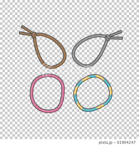 色々なバリエーションのヘアゴムのイラスト素材 81904247