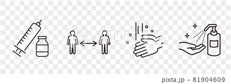 Set of Coronavirus and Vaccine line icons, covid19 81904609