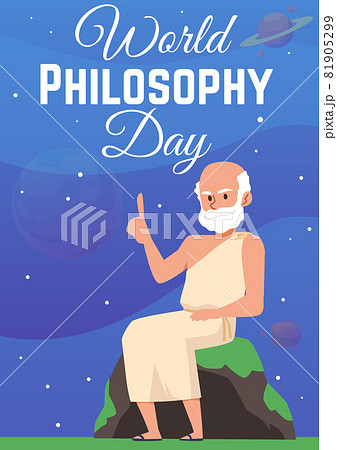 Poster for world philosophy day with antique greek or roman scientist philosopher 81905299