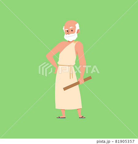Ancient Greek philosopher character in toga, flat vector illustration isolated. 81905357