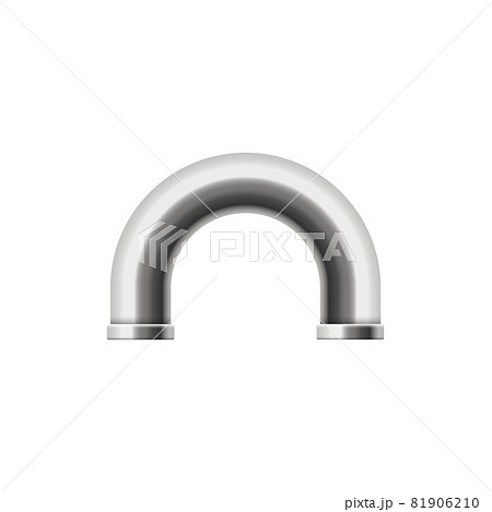 Curved element of metal plumbing tube for water pipe a 3d vector illustration. Curved element of metal plumbing tube for water pipe a 3d vector illustration. 81906210