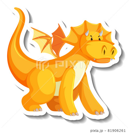 Cute yellow dragon cartoon character sticker Cute yellow dragon cartoon character sticker 81906261