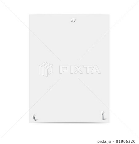 vector illustration isolPaper hanging on wall with nails, realistic vector illustration isolated.ated onwhite background. vector illustration isolPaper hanging on wall with nails, realistic vector illustration isolated.ated onwhite background. 81906320