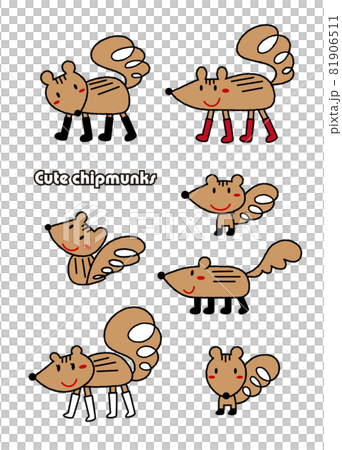可愛的花栗鼠兒童繪畫插圖集矢量 可愛的花栗鼠兒童繪畫插圖集矢量 81906511