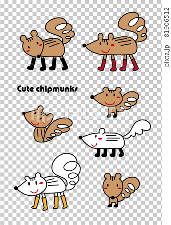 可愛的花栗鼠兒童繪畫插圖集矢量 可愛的花栗鼠兒童繪畫插圖集矢量 81906512