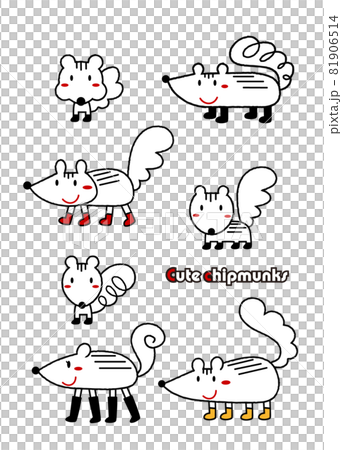 可愛的花栗鼠兒童繪畫插圖集矢量 81906514