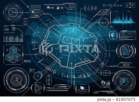 HUD futuristic user interface, business technology infographic, digital dashboard, data chart. Vector hologram elements, information displays, info boxes, ui callout titles, digital hi-tech style bars HUD futuristic user interface, business technology infographic, digital dashboard, data chart. Vector hologram elements, information displays, info boxes, ui callout titles, digital hi-tech style bars 81907075
