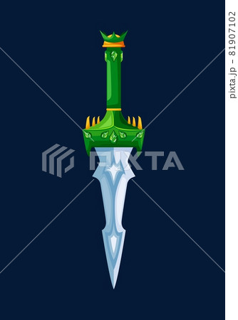 Magical cartoon steel dagger blade with green...のイラスト素材 [81907102] - PIXTA
