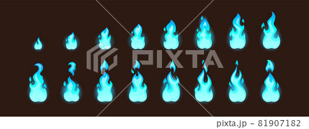 Burning blue fire for 2d animation or video game 81907182