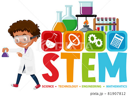 Colourful STEM education text icon Colourful STEM education text icon 81907812