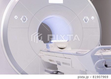 Closeup of modern magnetic resonance imaging machine background 81907969