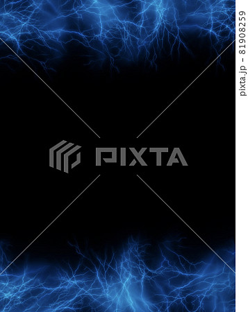 激しく光る青いイナズマのイラスト素材