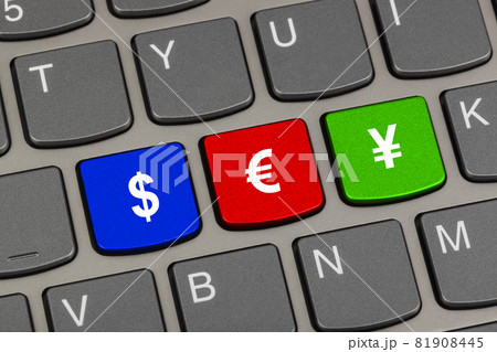 Computer keyboard with money keys Computer keyboard with money keys 81908445