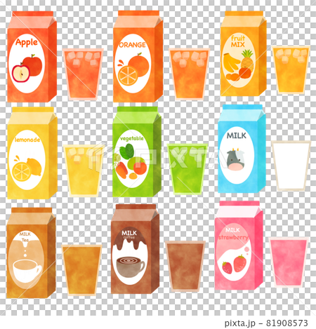 紙パックジュース　イラスト　セット 81908573
