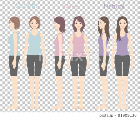 骨格診断イラスト　3タイプ　正面と横向き　 81909136