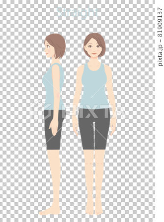 骨格診断 骨格ストレートのイラスト 正面と横向き 骨格診断 骨格ストレートのイラスト 正面と横向き 81909137