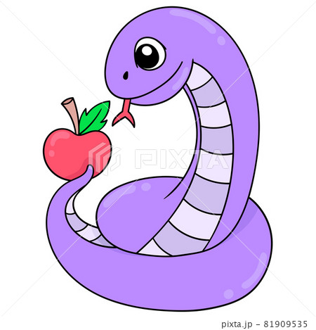 giant purple python carrying fresh apples, doodle icon image kawaii giant purple python carrying fresh apples, doodle icon image kawaii 81909535