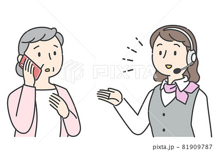 コールセンターに相談するシニア女性 81909787