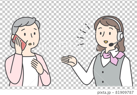 コールセンターに相談するシニア女性 81909787
