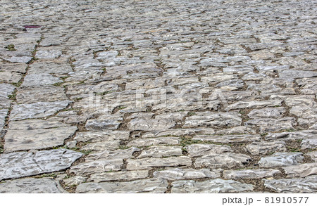 old stone road. Stone road texture. Selctive focus 81910577