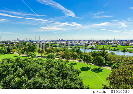 農業文化園・戸田川緑地、展望塔からの眺め〈愛知県名古屋市〉 81910580