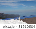 琵琶湖テラスから琵琶湖を眺める雪だるま 81910684