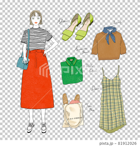 コーディネート　手描きイラスト 81912026