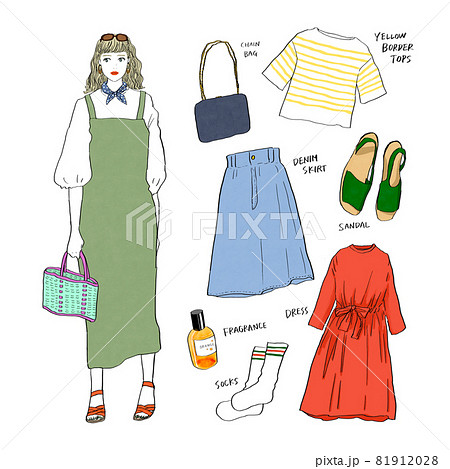 コーディネート　手描きイラスト 81912028