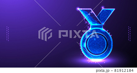Medal low poly design, Reward abstract geometric image, prize place wireframe mesh polygonal Medal low poly design, Reward abstract geometric image, prize place wireframe mesh polygonal 81912184