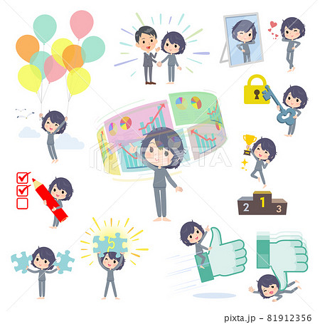 成功やポジティブに関するニート女性のセットのイラスト素材