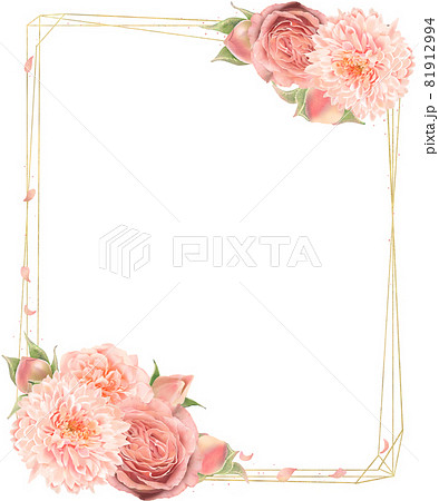 秋色の花とつぼみの植物レトロモダンなかわいい花びらを散らしたゴールド白バック秋フレームイラスト素材のイラスト素材 秋色の花とつぼみの植物レトロモダンなかわいい花びらを散らしたゴールド白バック秋フレームイラスト素材のイラスト素材