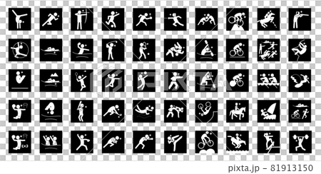 Summer sport pictogram Jet black square frame Summer sport pictogram Jet black square frame 81913150