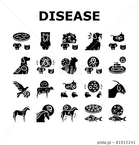 Pet Disease Ill Health Problem Icons Set Vector 81915241