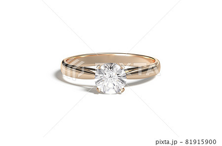 Blank gold ring with diamond mockup, front view 81915900