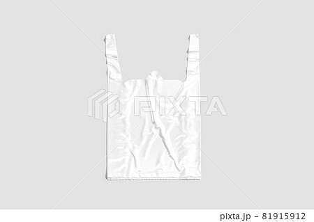 Blank white t-shirt plastic bag with handle mockup, gray background Blank white t-shirt plastic bag with handle mockup, gray background 81915912