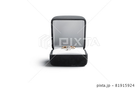 Blank black box with gold diamond ring mockup, front view Blank black box with gold diamond ring mockup, front view 81915924