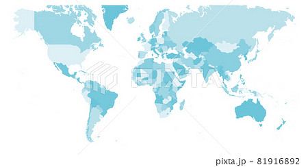 Map of World. Mercator projection. High detailed political map of countries and dependent territories. Simple flat vector illustration 81916892