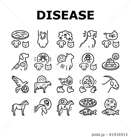Pet Disease Ill Health Problem Icons Set Vector 81916913