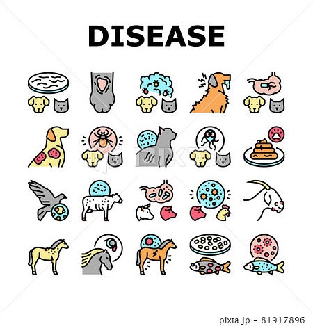 Pet Disease Ill Health Problem Icons Set Vector 81917896