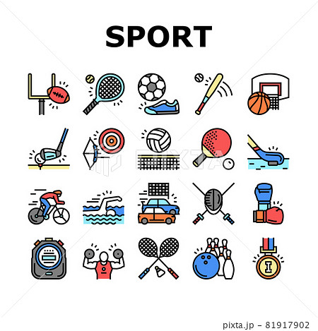 Sport Active Competitive Game Icons Set Vector 81917902