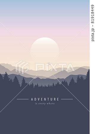 adventure purple mountain landscape background at sunset 81918449