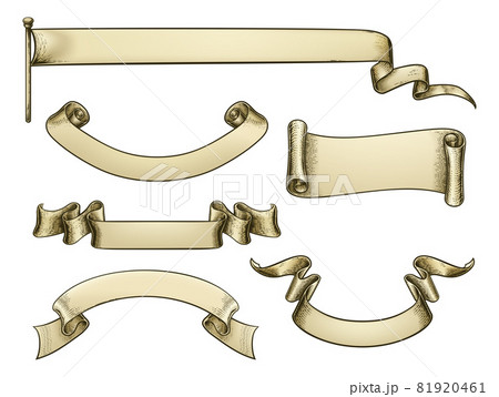 Scroll Paper Banner Parchment Flag Ribbon Woodcut 81920461