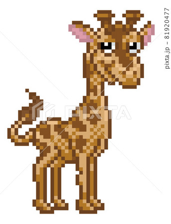 Giraffe Pixel Art Safari Animal Video Game Cartoon Giraffe Pixel Art Safari Animal Video Game Cartoon 81920477