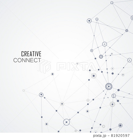 Abstract design with compound lines and dots. Vector science background Abstract design with compound lines and dots. Vector science background 81920597