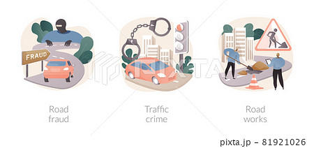Road safety abstract concept vector illustrations. Road safety abstract concept vector illustrations. 81921026